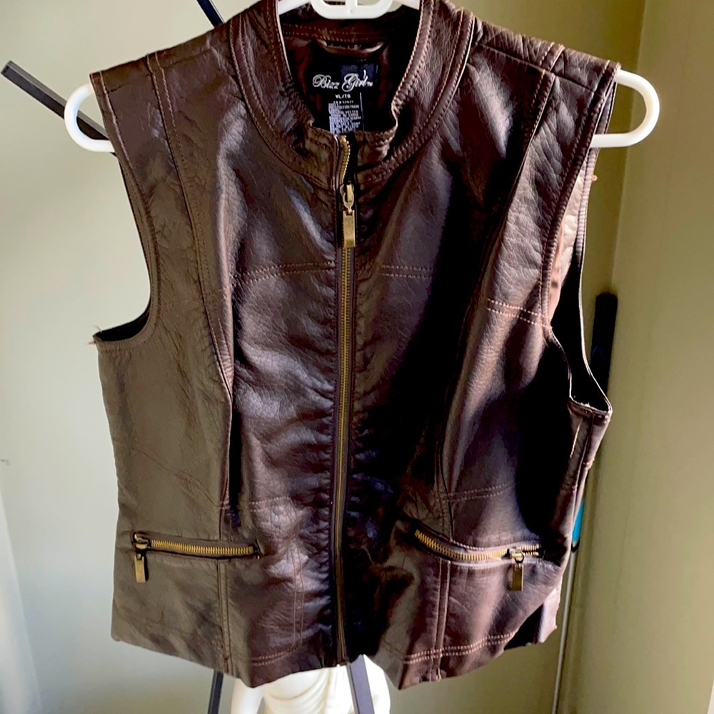 Brown faux leather vest